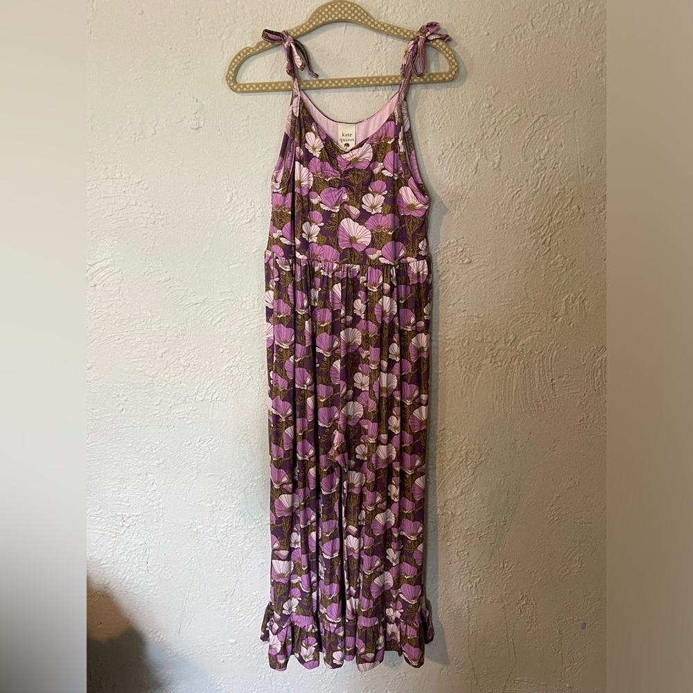Kate Quinn Purple and Brown Floral Maxi Wide Leg Jumpsuit